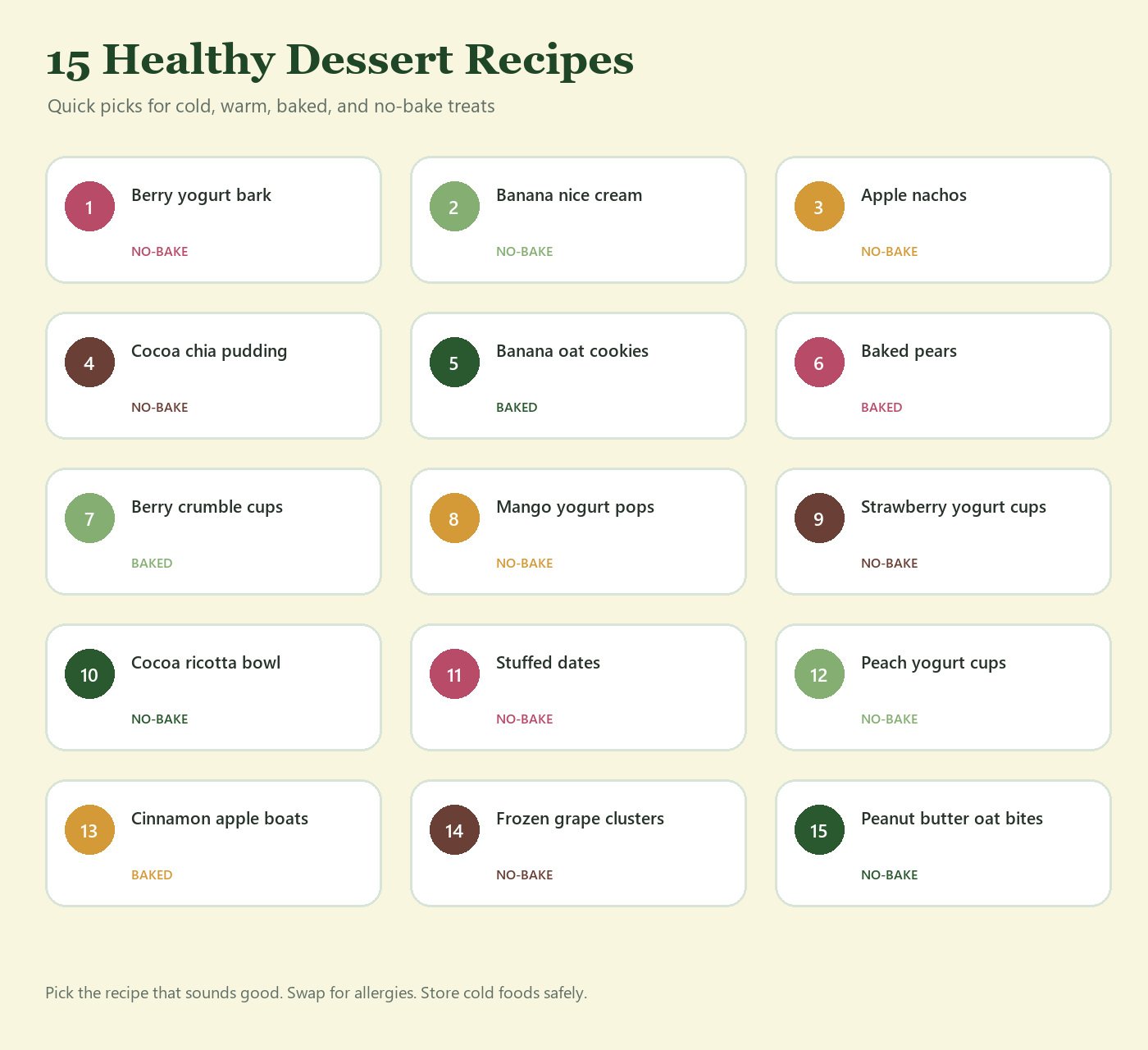 15 healthy dessert recipes with baked and no-bake options