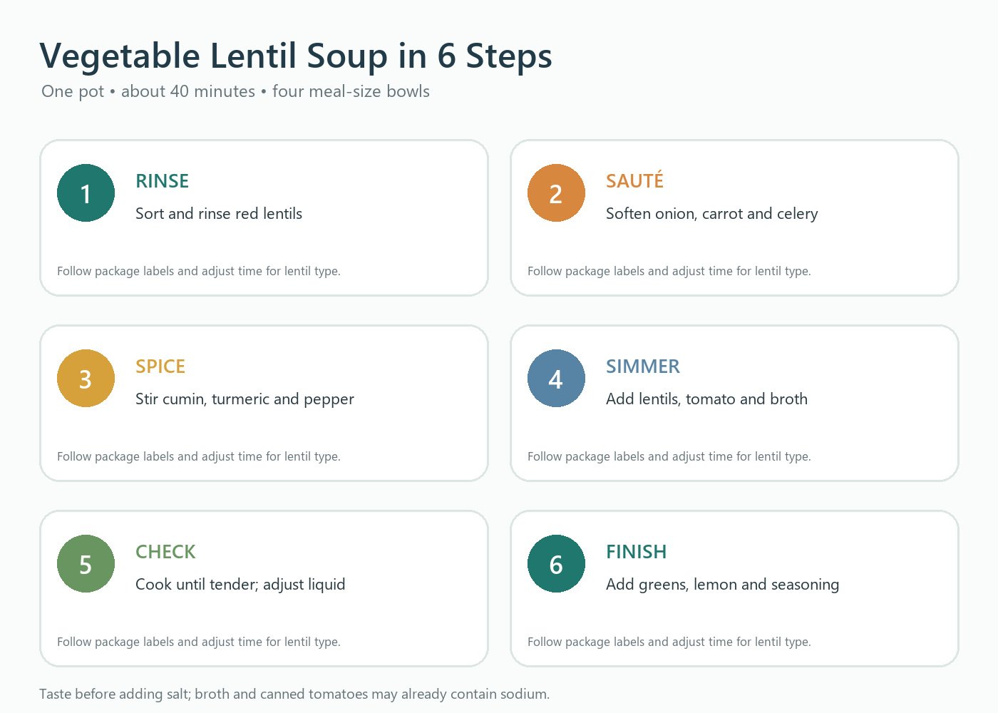 One pot soup for weight loss vegetable lentil recipe in six preparation steps